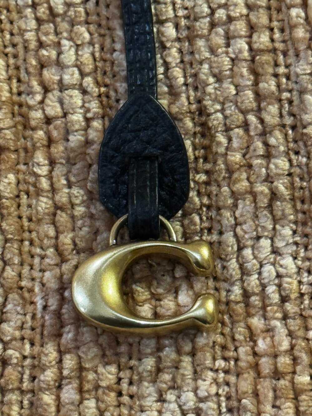 Coach Black Pebble Leather Signature Charm -NWOTs